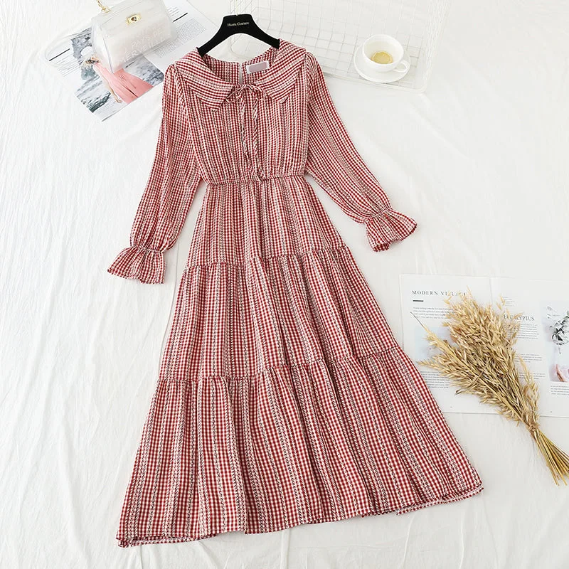 Women's Active Outfit For Fitness High waist thin French first love lattice fairy gentle wind dress  3892