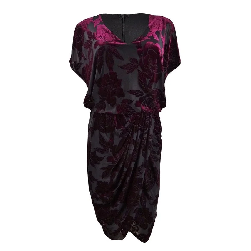 Affordable Women's Clothing 28th & Park Women's Velvet Burnout Sheath Dress (16, Burgundy) Affordable Women's Clothing 28th & Park Women's Velvet Burnout Sheath Dress (16, Burgundy)