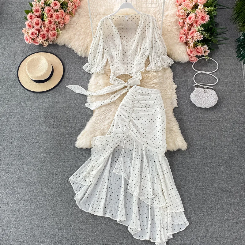 Minimalist Women's Fashion Clothing Cute A line two pieces dress fashion dress  537