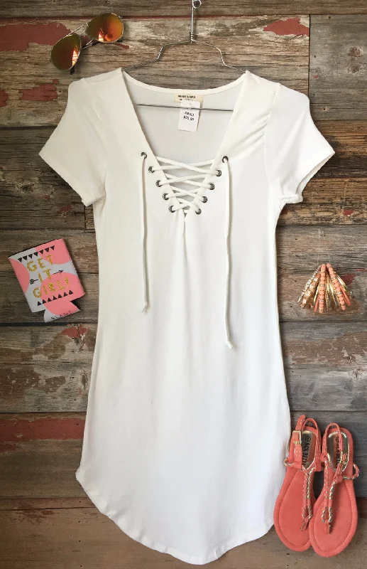 Stylish Women's Garments Fun in the Sun Tie Dress: White