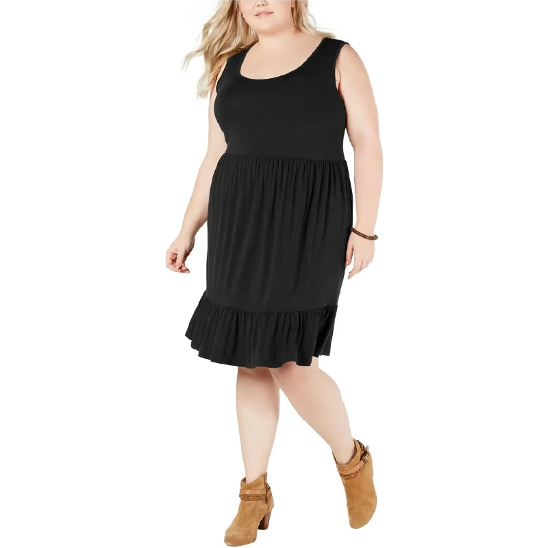 Graceful Fashion Style & Co. Womens Ruffle Hem Jersey Dress, Black, 3X