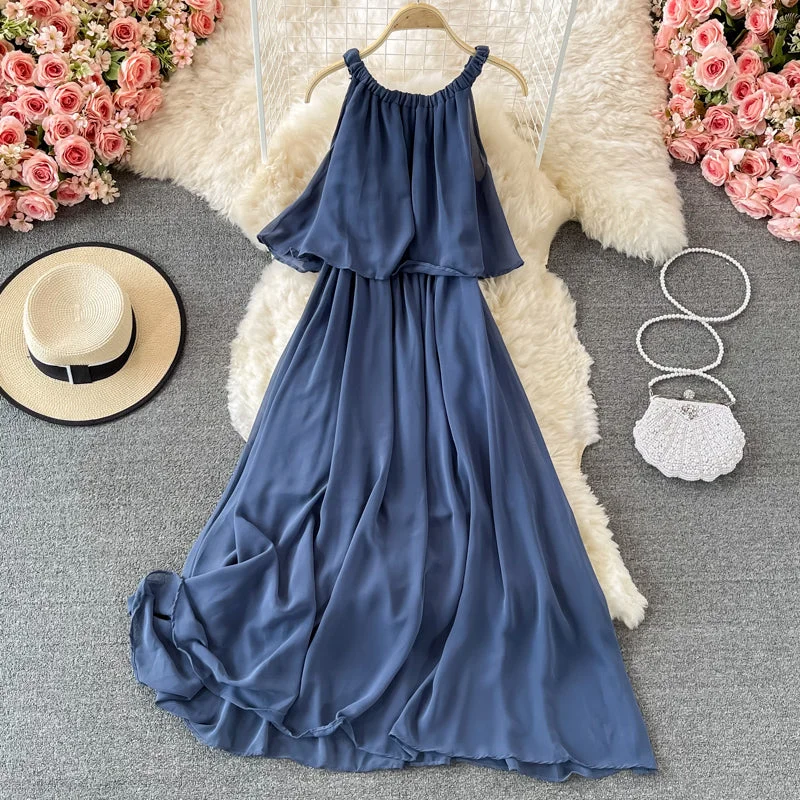 Women Clothing A line chiffon off shoulder dress fashion dress  601