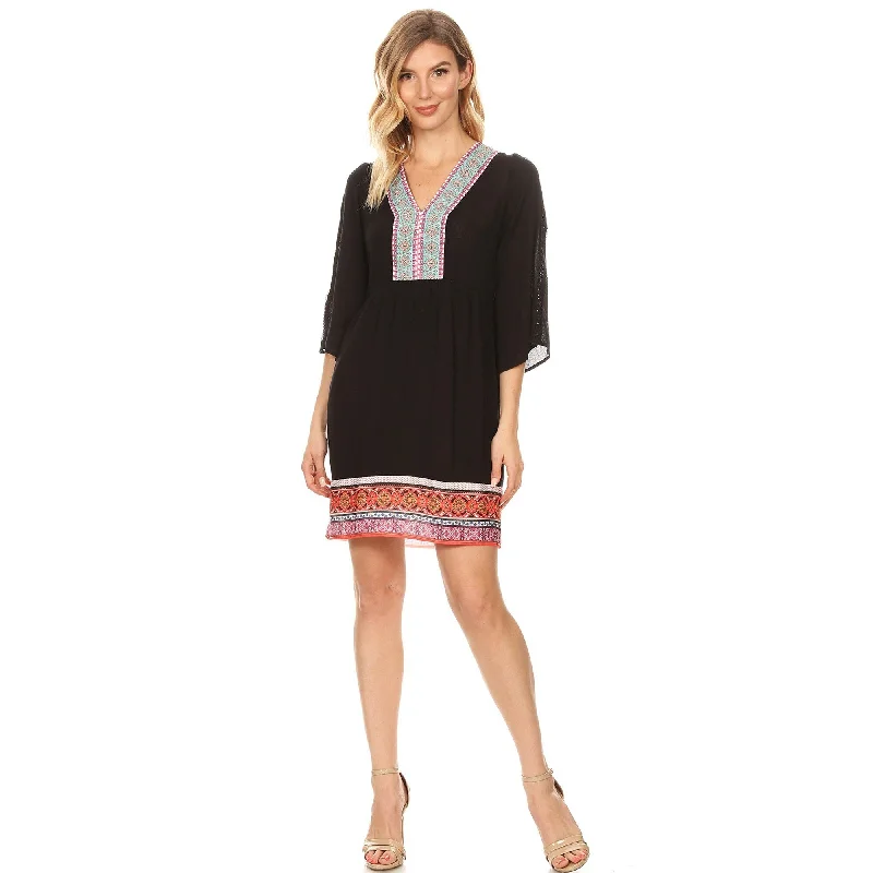 Women's Formal Wear White Mark Gabrielle Embroidered Dress Womens White VNeck Bell Sleeve Lined