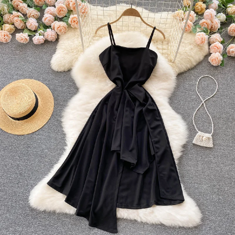 Women's Night-Out Outfit Black A line irregular dress fashion dress  391