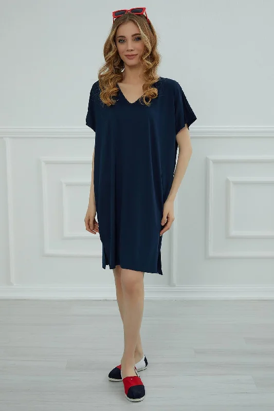 Online Boutique Stores Women Short Sleeve Side Split Casual Pullover Cotton Women Summer Plain Dress Casual Short Dress for Women Modern Fashion Cloth,ELB-4