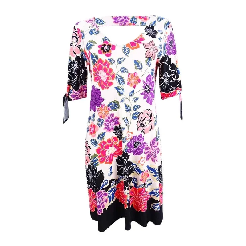Women's Formal Event Outfit Msk Women's Printed Cold-Shoulder Cutout Dress