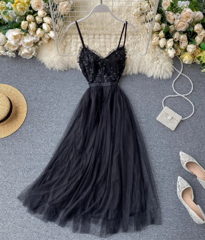 Women's Clothing For Outdoor Activities Fashion dress A line v neck tulle sequins dress summer dress  1242