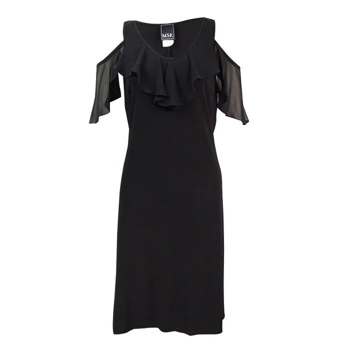 Trendy Boutique Online MSK Women's Chiffon Ruffle Trim Jersey Dress