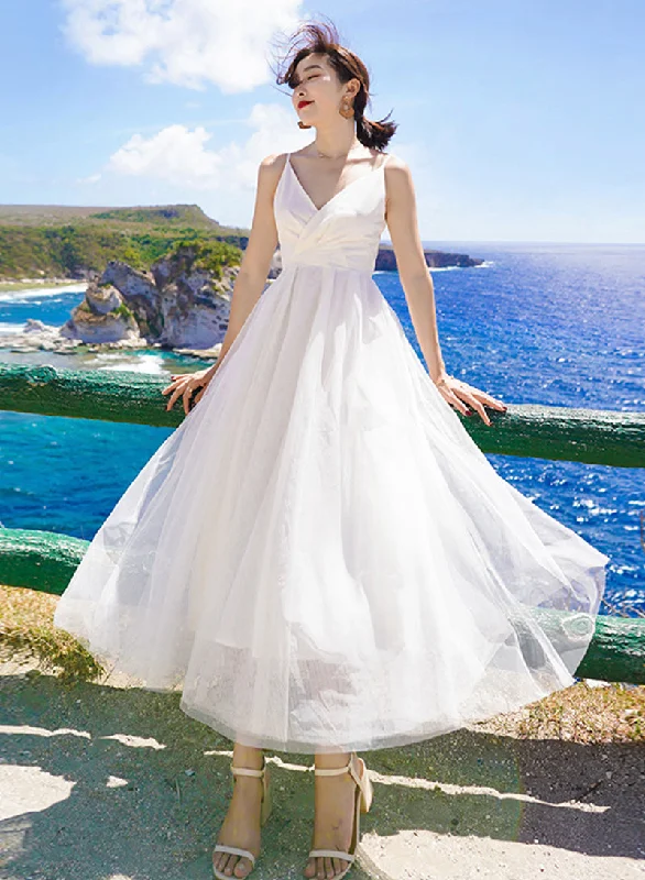 Fashion-forward Women's Clothing White A line tulle dress summer dress  1337