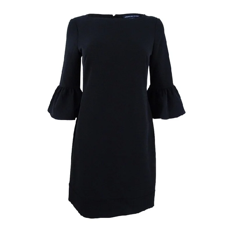 Affordable Luxury Women's Garments American Living Women's Bell-Sleeve Crepe Dress (6, Black)