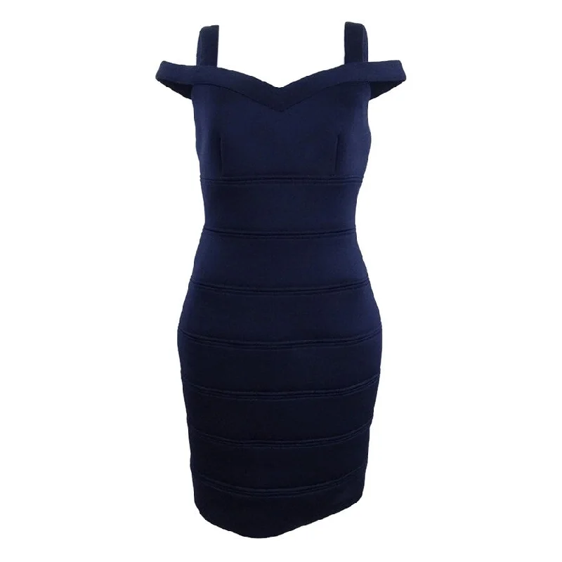 Women's Evening Wear Outfit Vince Camuto Women's Cold-Shoulder Scuba Sheath Dress (6, Navy)