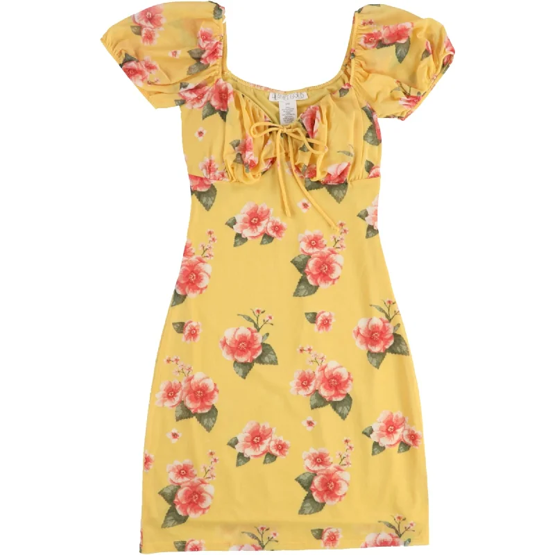 Women's Elegant Outfit Planet Gold Womens Tie Front Baby Doll Dress