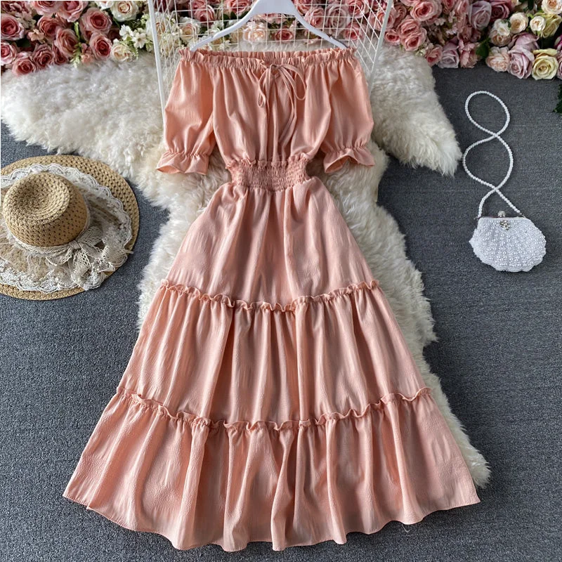 Women's Vacation Outfit Cute A line off shoulder short dress fashion dress  590