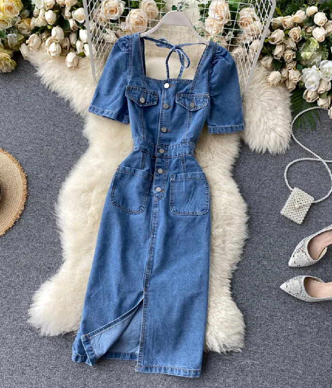 Women's Clothes For Work Events Fashionable denim dress  1291
