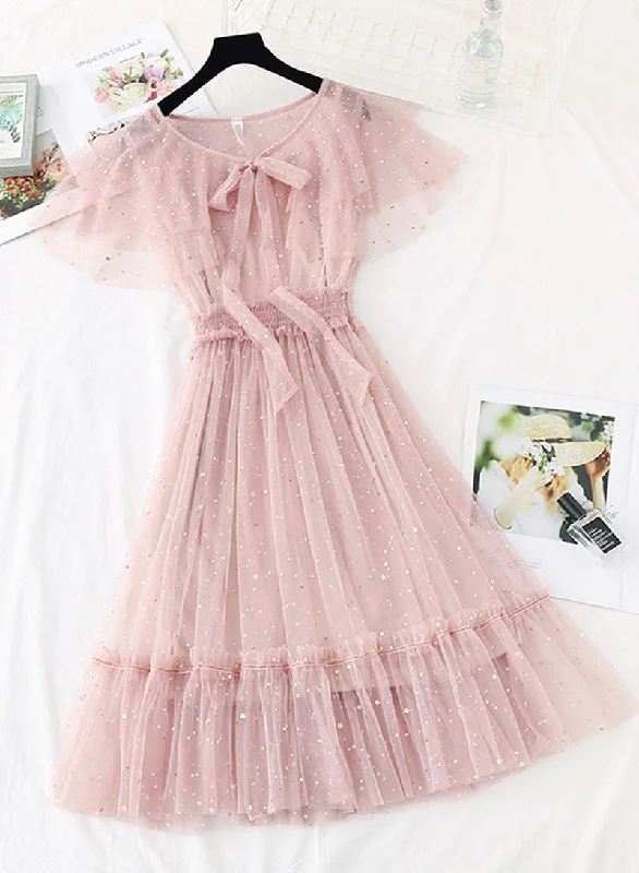 Sale Clothes Online Cute tulle sequins short dress summer dress  1137