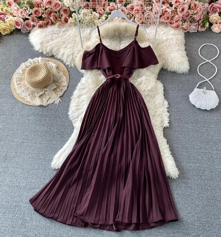 Women's Stylish Professional Garments Cute A line dress off shoulder fashion dress  695