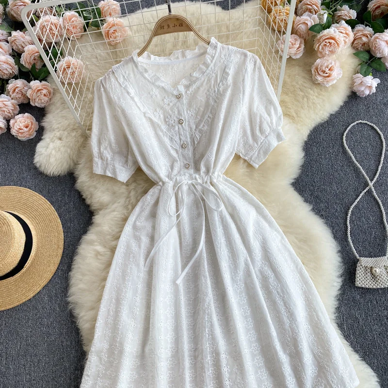 Women's Sporty Clothes Sweet A line embroidered dress  584