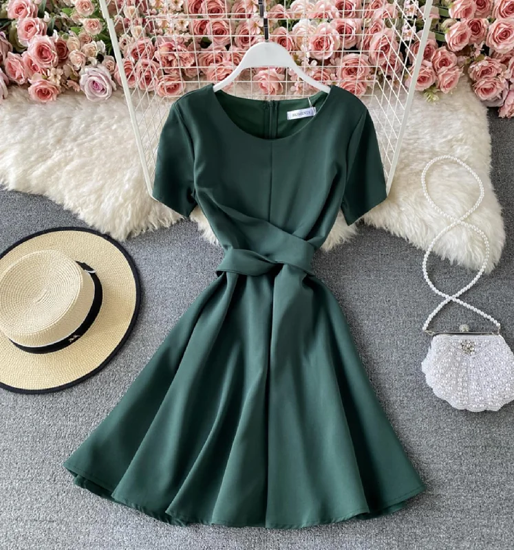 Online Boutiques Clothing Cute A line round neck short dress  703
