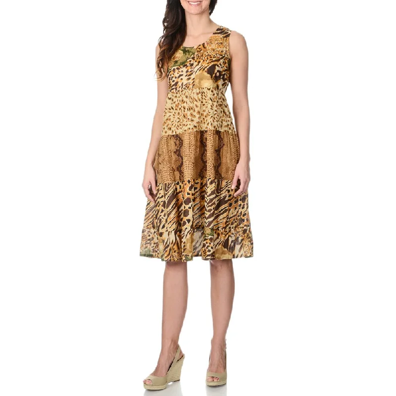 Women's Vintage Garments La Cera Women's Animal Print Tank Dress
