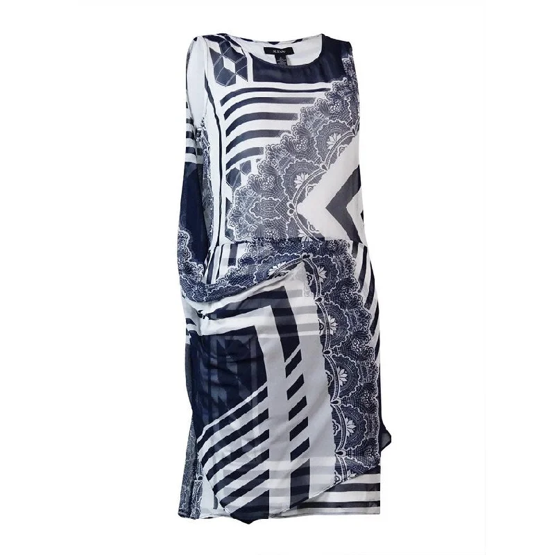 Chic Women's Clothing for Date Nights Alfani Women's Printed Draped Overlay Dress (2, Chic Mix)
