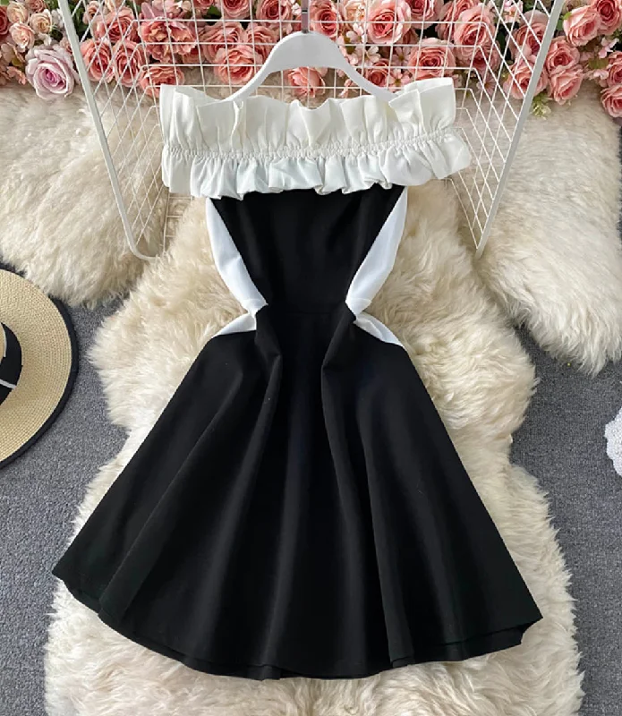 Women Wear Boutique Cute A line short dress black dress  855