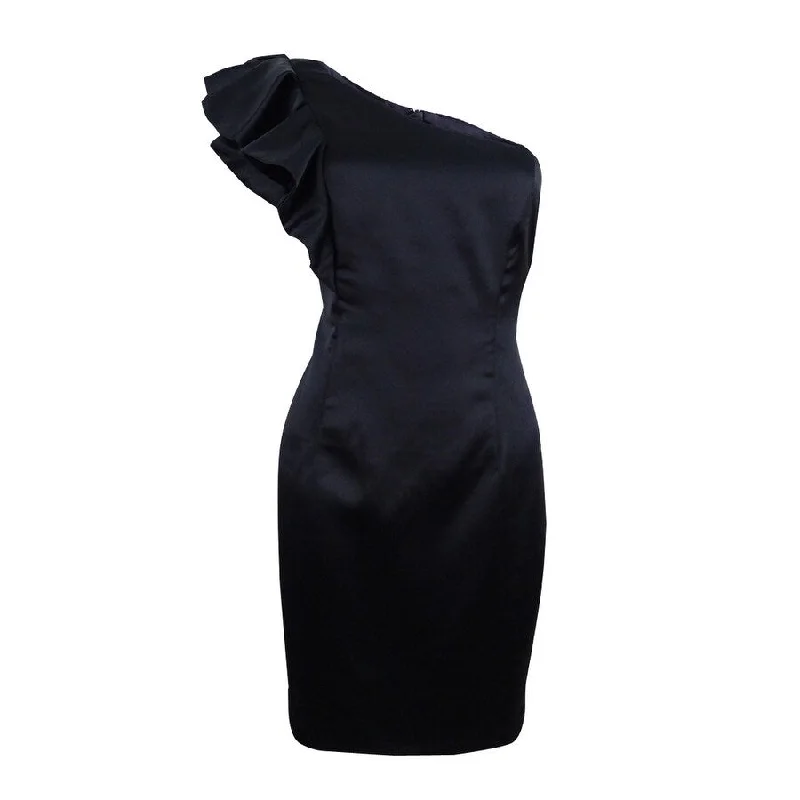 Chic Clothing For Women Bardot Women's Satin Ruffle One-shoulder Sheath Dress