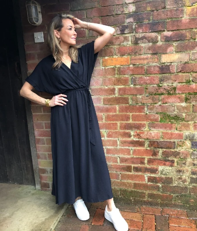 Women's Clothes For Special Occasions Black Belted Midaxi Dress