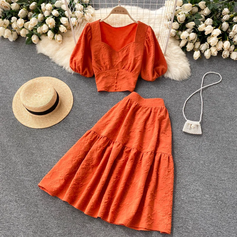Earthy Tones Cute two pieces A line dress fashion dress  473