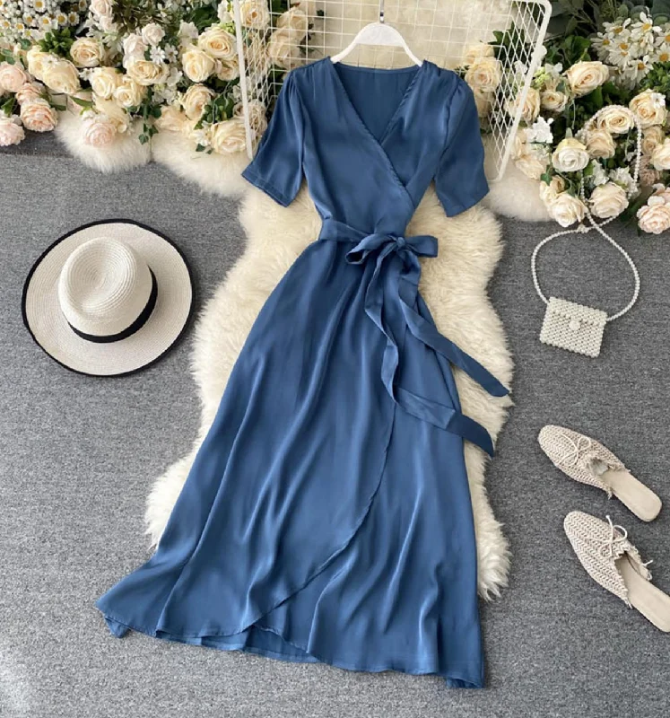 Online Boutiques Simple v neck short dress fashion dress  647