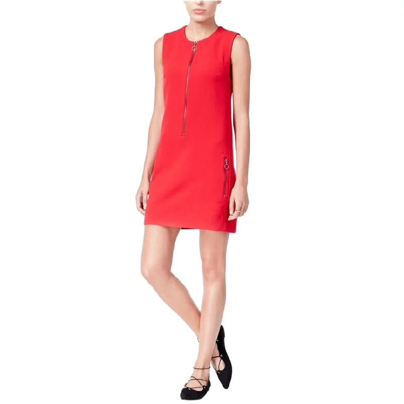 High End Women's Wear Rachel Roy Womens Front-Zip Sheath Dress, Red, Large