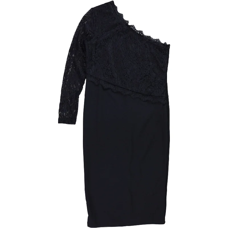 Elegant Clothing For Women AX Paris Womens Lace-Detail Asymmetrical Dress, Blue, 12