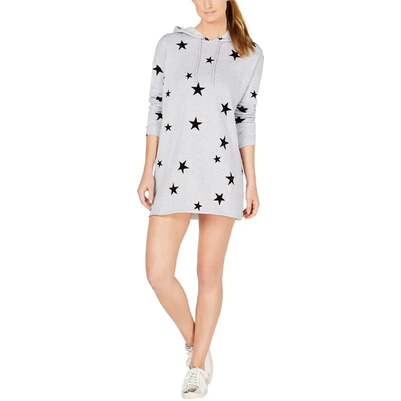 Women's High Street Fashion Material Girl Womens Star Hoodie Dress, Grey, X-Small