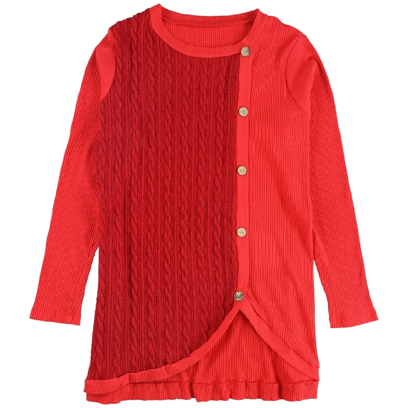 Premium Style Tags Weekly Womens Knit Asymmetrical Dress, Red, XX-Large