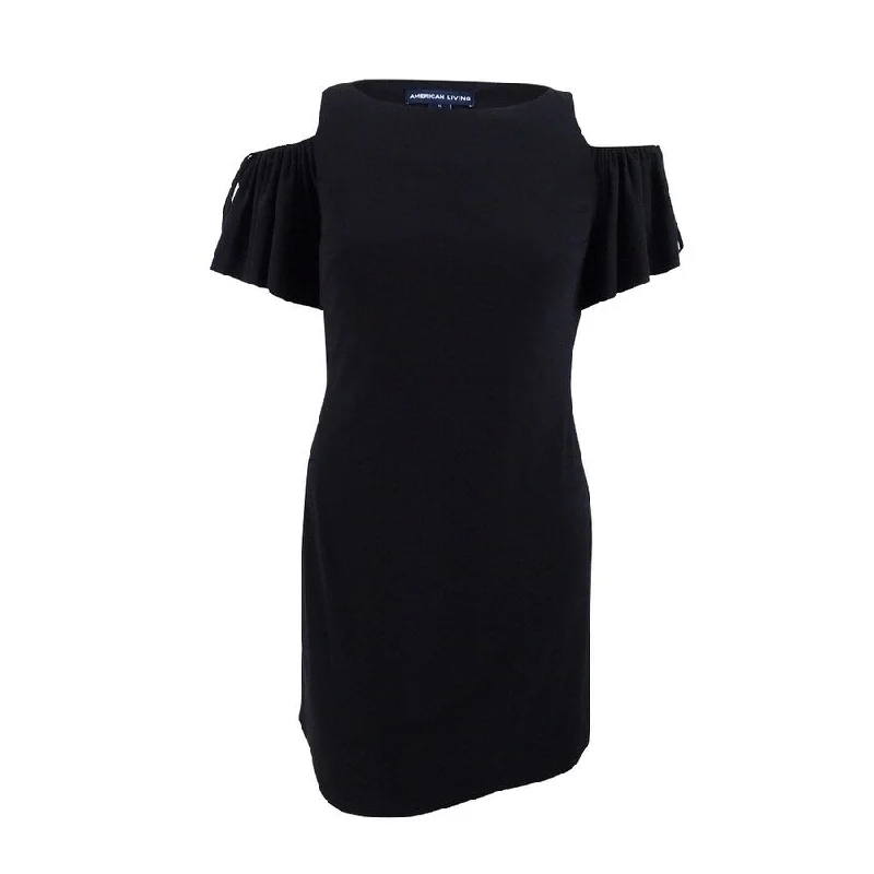 Comfortable Women's Clothes American Living Women's Fit & Flare Cold-Shoulder Dress 6, Black