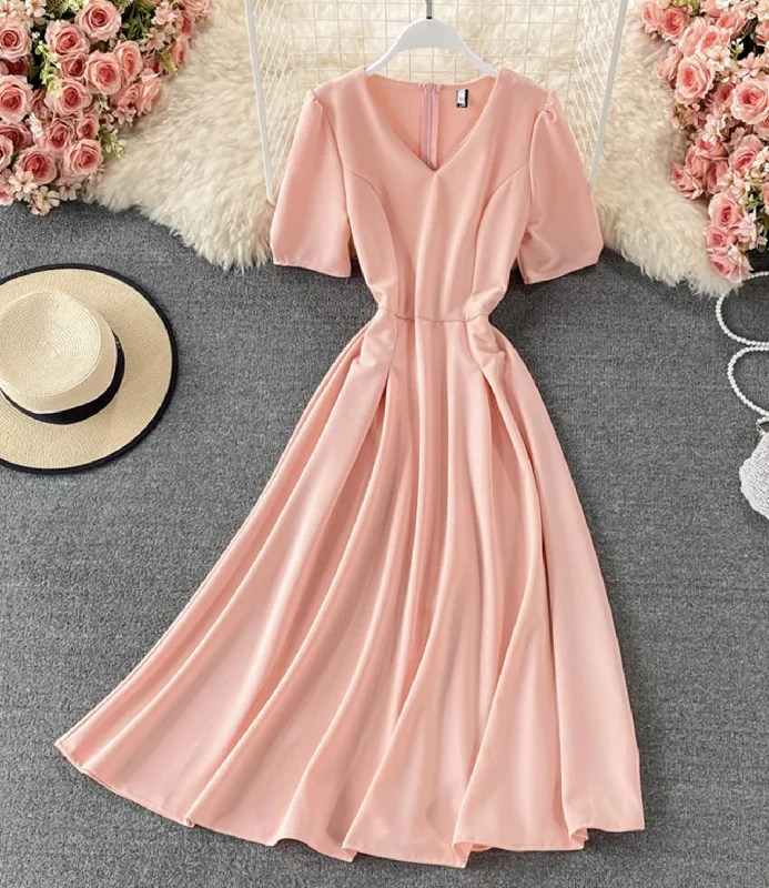 Women's Elegant Formal Outfit Simple v neck short dress fashion dress  659