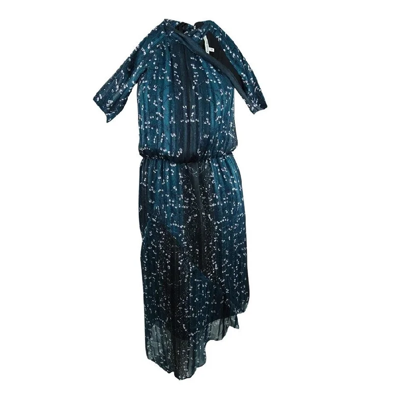 Women Wear Boutique Rachel Roy Women's Print Drape Neck Dress (2, Green)
