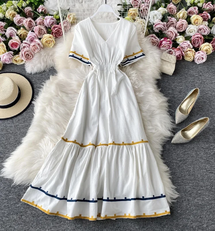 Clothes For Sale Simple v neck short dress fashion dress  702