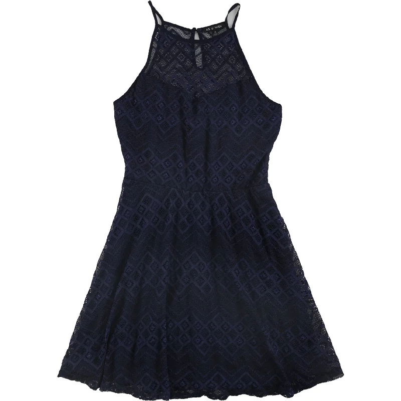 Women's Cozy Clothes As U Wish Womens Lace Fit & Flare Dress, Blue, Medium