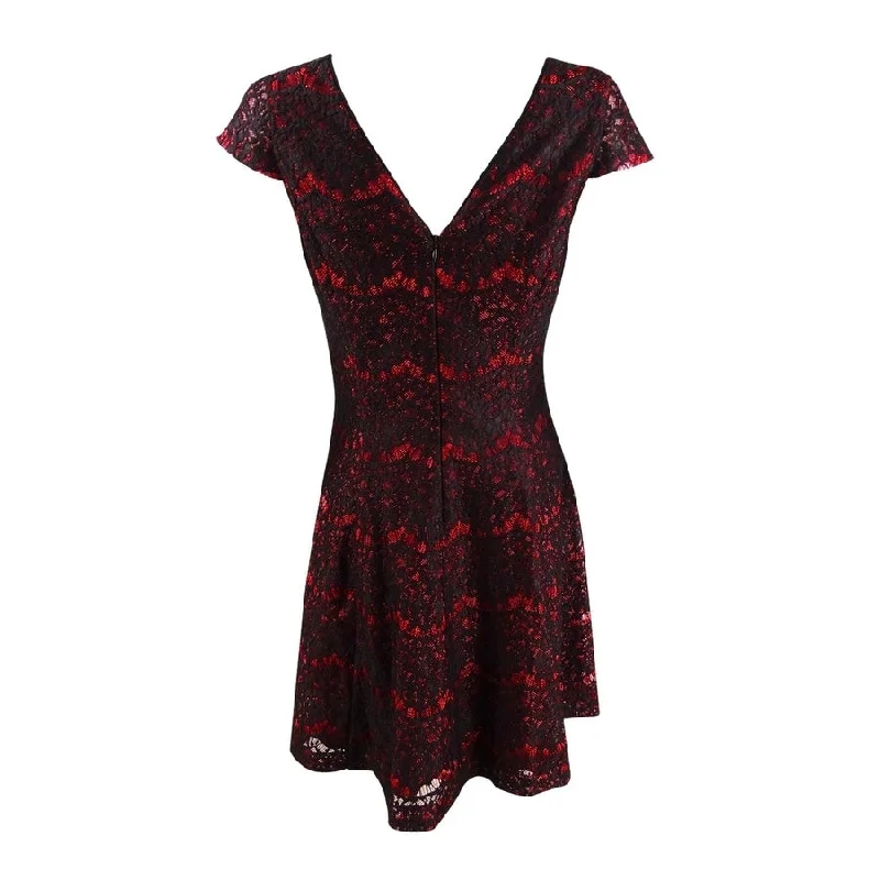 Stylish Women's Outfit Kensie Women's Metallic Lace Fit & Flare Dress