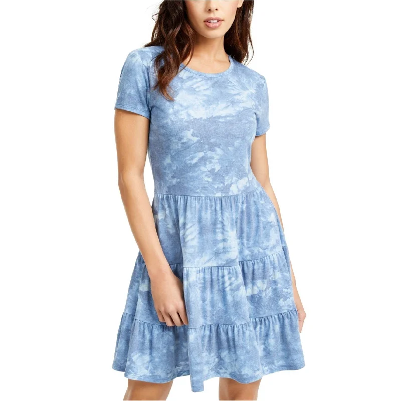 Trendy Outfits For Ladies Be Bop Womens T-shirt Tiered Dress, Blue, X-Large