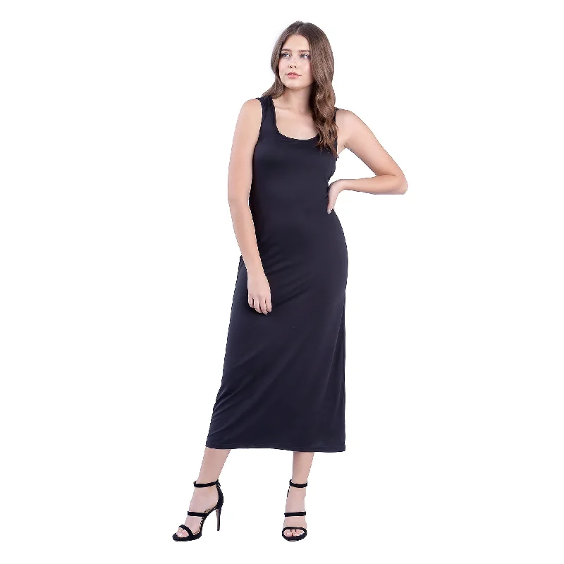 Affordable Women's Garments 24seven Comfort Apparel Scoop Neck Maxi Dress with Racerback Detail Affordable Women's Garments 24seven Comfort Apparel Scoop Neck Maxi Dress with Racerback Detail
