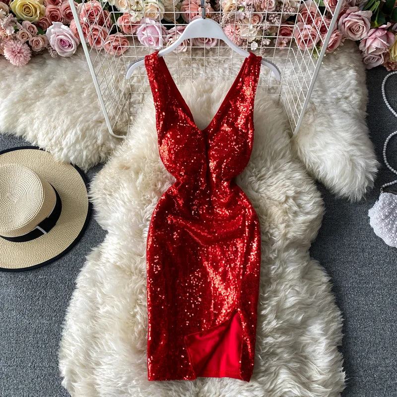 Casual Clothing for Women Temperament slim Sequin dress at waist  2828