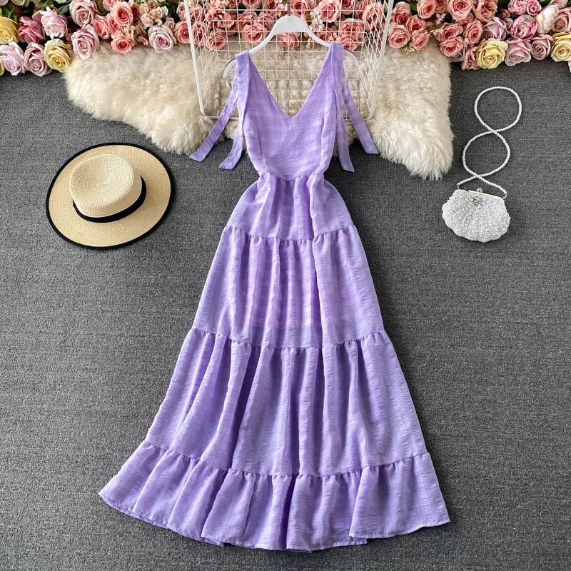 Sale For Women Seaside holiday V-neck backless dress  2935
