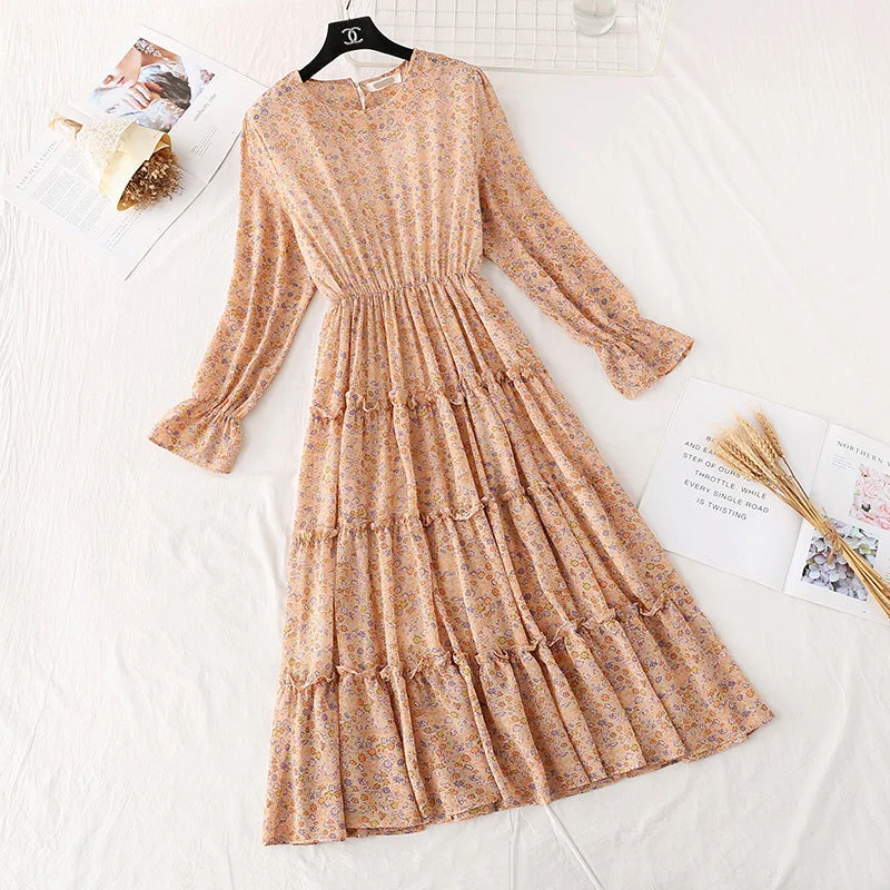 Comfy Women's Outfits for Daily Wear Ruffle Skirt fairy super xiansen French dress  4027