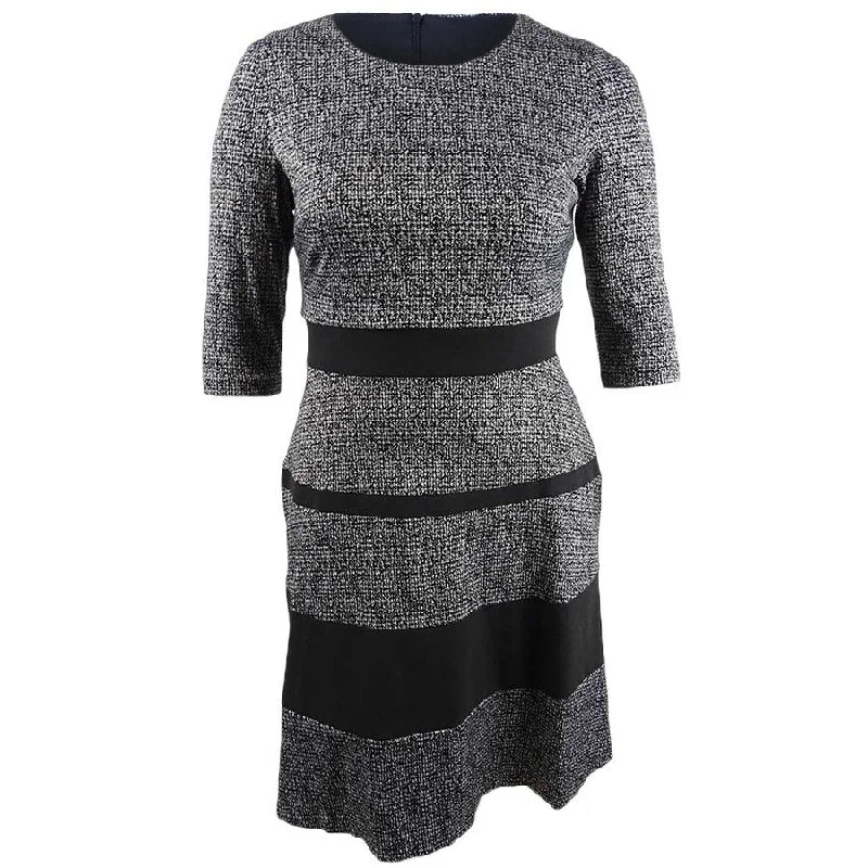 High Street Women's Fashion for Trendy Shoppers Connected Women's Jacquard A-Line Dress (12, Black) High Street Women's Fashion for Trendy Shoppers Connected Women's Jacquard A-Line Dress (12, Black)