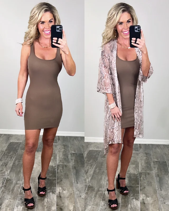 Comfortable Women's Clothes Committed To Casual Tank Dress - Brown