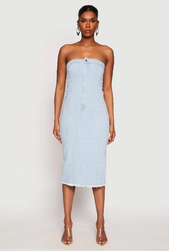 Athleisure Wear Haute Monde Denim Pintuck Tube Dress