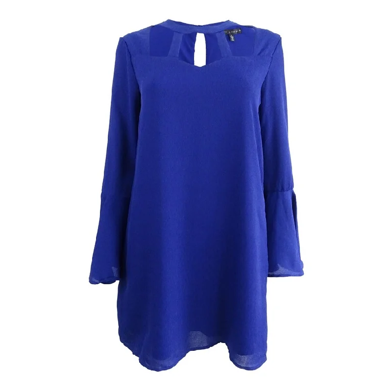 Women's Casual Outfit City Studio Juniors' Bell-Sleeve Choker Dress (S, Royal)