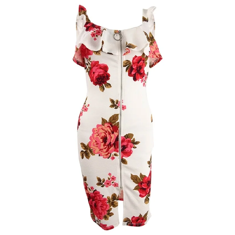 Women's Workout Garments Crave Fame Juniors' Zip-Front Ruffled Dress