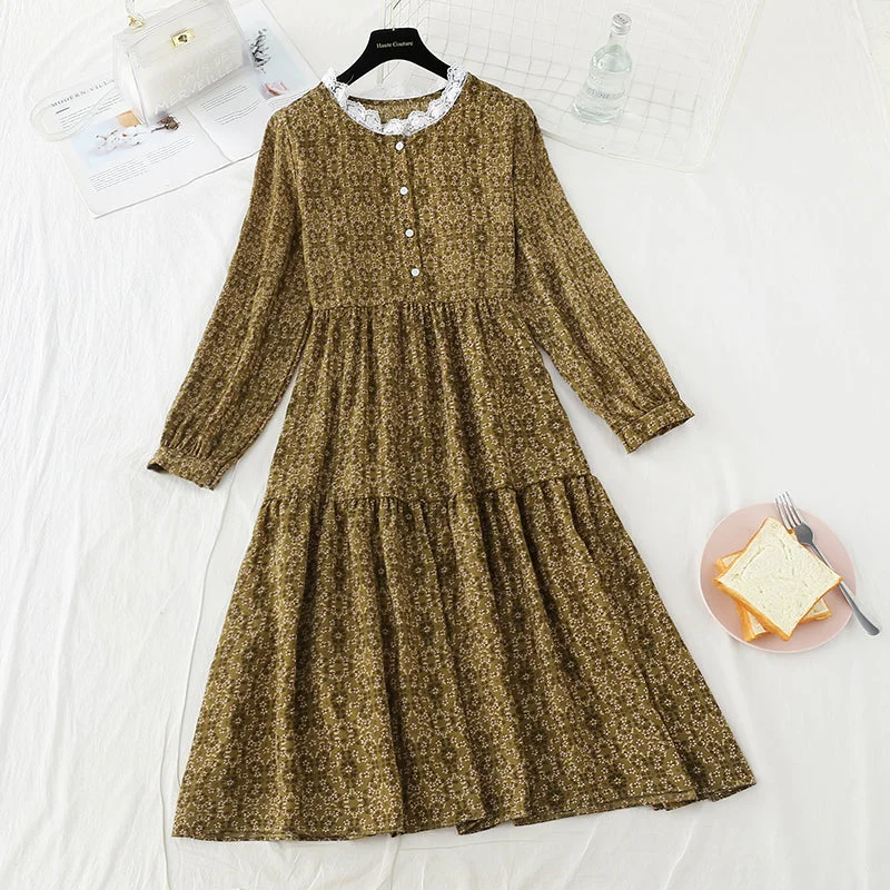 Affordable Women's Clothing Lace lace collar button high thin waistband dress waist  3931